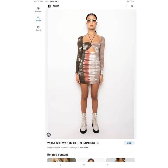 NWT~Akira What She Wants Tie Dye Mini Dress~Neutral Colors Sz L - Picture 5 of 8